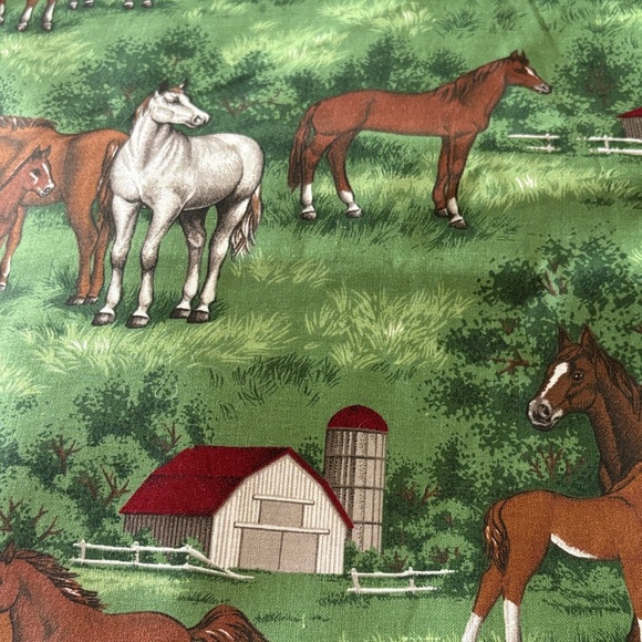 unbranded Other - Horse Print Fabric with Barn Scene